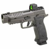 P320, AXG Legion, Striker Fired, Semi-automatic, Metal Framed Pistol, Full Size, 9MM, 3.9", Two Port Slide Integrated Expansion Chamber, Cerakote Finish, Legion Gray, ROMEO-X Reflex Sight, AXG Modular Grip, Hogue Custom G10 Grips, X Series Flat Skeletoni