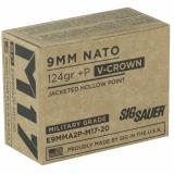 V-Crown M17 9MM +P |124 Grain, Jacketed Hollow Point, Defense, 20 Round Box E9MMA2P-M17-20