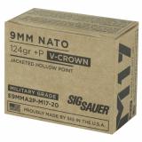 V-Crown M17 9MM +P |124 Grain, Jacketed Hollow Point, Defense, 20 Round Box E9MMA2P-M17-20