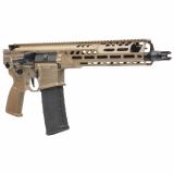 MCX SPEAR-LT  Pistol |223 Remington/5.56NATO, 11" Barrel, Anodized Finish, Coyote, Flatblade Match Trigger, 10" Lightweight Ergonomic M-LOK Handguard, Fully Ambidextrous Controls, 30 Rounds, 1 Magazine, No Brace