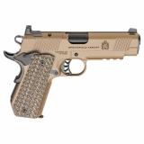 Tactical Response Pistol, Carry Contour, Semi-automatic, 1911, Metal Frame Pistol with Rail, Commander Size, 45 ACP, 4.25" Match Grade Barrel, Cerakote Finish, Coyote Brown, AOS Optic Cut, VZ Grips Hydra G10 Grips, Front Tritium and Black Rear Sight, 7 R