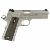 Garrison, 1911, Single Action Only, Semi-automatic, Metal Frame Pistol, Commander Size, 9MM, 4.25" Match Grade Barrel, Stainless Finish, Silver, Wood Grips, 3-Dot Combat Sights, Manual Thumb Safety, Grip Safety, 9 Rounds, 1 Magazine PX9417S