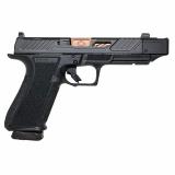 DR920P Elite, Striker Fired, Semi-automatic Pistol, Full Size, 9mm, 4.8" Threaded Bronze Spiral Fluted Barrel, Compensator, Polymer Frame, Nitride Finish, Black, Front Night Sight, Trigger Safety, 17 Rounds, Includes 2 Magazines, Optics Kit, Grip Kit, At