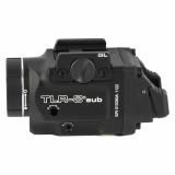Streamlight TLR-8 Sub, White LED with Red Laser, Fits Glock 43x/48 MOS, 500 Lumens, Anodized Finish, Black, Includes (1) CR123a Battery, Low and High Switches 69411