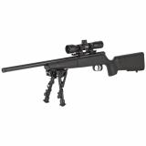 Rascal Target XP, Bolt Action | 22LR, 16.125" Threaded Barrel, Black Precision Hardwood Stock, Single Shot, AccuTrigger, Right Hand, 4x32mm Scope, Bipod and Sling Swivel Studs 13824