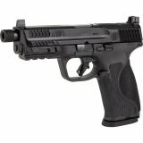 M&P9 M2.0, Striker Fired, Semi-automatic, Polymer Frame Pistol, Full Size, 9MM, 4.625" Threaded Barrel, 1/2x28, Armornite Finish, Black, Optic Height Sights, Optics Ready Slide, No Manual Safety, Flat Face Trigger with Integrated Trigger Safety, 17 Round