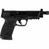 M&P45 M2.0, Striker Fired, Semi-automatic, Polymer Frame Pistol, Full Size, 45ACP, 5.125" Threaded Barrel, 1/2x28, Armornite Finish, Black, Optic Height Sights, Optics Ready Slide, No Manual Safety, Flat Face Trigger with Integrated Trigger Safety, 10 Ro