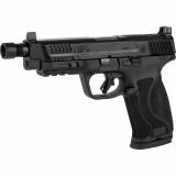 M&P45 M2.0, Striker Fired, Semi-automatic, Polymer Frame Pistol, Full Size, 45ACP, 5.125" Threaded Barrel, 1/2x28, Armornite Finish, Black, Optic Height Sights, Optics Ready Slide, No Manual Safety, Flat Face Trigger with Integrated Trigger Safety, 10 Ro
