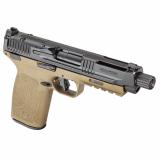 M&P, Semi-automatic, Internal Hammer Fired, Full Size, 5.7X28MM, 5" Threaded Barrel, Optics Ready, No Manual Thumb Safety, Optic Height Sights, Flat Dark Earth Frame, Black Slide, 22 Rounds, 2 Magazines 14078