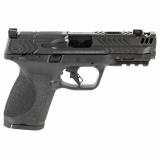 M&P M2.0, Performance Center, Striker Fired, Semi-automatic, Polymer Framed Pistol, Compact, 9MM, 4.22" Ported Barrel, Armornite Finish, Gray, Front Night Sight, Blacked Out Rear Sight, Manual Safety, Flat-Face Trigger, Interchangeable Grip Inserts, Opti
