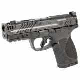 M&P M2.0, Performance Center, Striker Fired, Semi-automatic, Polymer Framed Pistol, Compact, 9MM, 4.22" Ported Barrel, Armornite Finish, Gray, Front Night Sight, Blacked Out Rear Sight, Manual Safety, Flat-Face Trigger, Interchangeable Grip Inserts, Opti