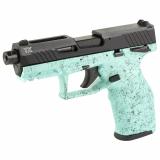TX22 Generation 2, Semi-automatic, Striker Fired, 22LR, 4.1" Threaded Barrel, Manual Safety, Matte Finish, Cyan Splatter on Frame, 2 Magazines (1) 22 Round and (1) 16 Round 1-2TX22141SP4