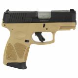 G3C, Striker Fired, Semi-automatic, Polymer Frame Pistol, Compact, 3.26" Barrel, Tan Frame, Matte Finish Slide, Fixed Front Sight With Drift Adjustable Rear Sight, Manual Thumb Safety, 12 Rounds, 3 Magazines 1-G3C931T