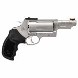 Judge Magnum T.O.R.O., Double Action, Stainless Steel Frame Revolver, Compact, 3" 410 Bore/.45 Long Colt, 3" Barrel, Fiber Optic Front Sight, Optics Ready, Rubber Grips, Matte Finish, Silver, 5 Rounds 2-4410P39MAG