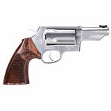 Judge Executive,  Double Action, Metal Frame Revolver, Large Frame, 410 Gauge/45LC, 3" Barrel, Stainless Steel, Matte Finish, Silver, Rubber Grips, Fiber Optic Front Sight, 5 Rounds 2-441EX039