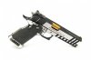 CONSIGNED SVI Infinity 2011| 40 S&W Two Tone Stainless/Black Polished Flats Polished Controls Curved Silver Trigger Steel Grip Adjustable Sights 4 SVI Magazines, No Paperwork, SVI Box
